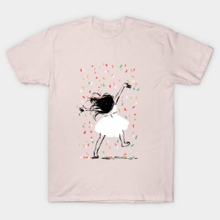 Celebration Girl Dancing in Confetti T-Shirt